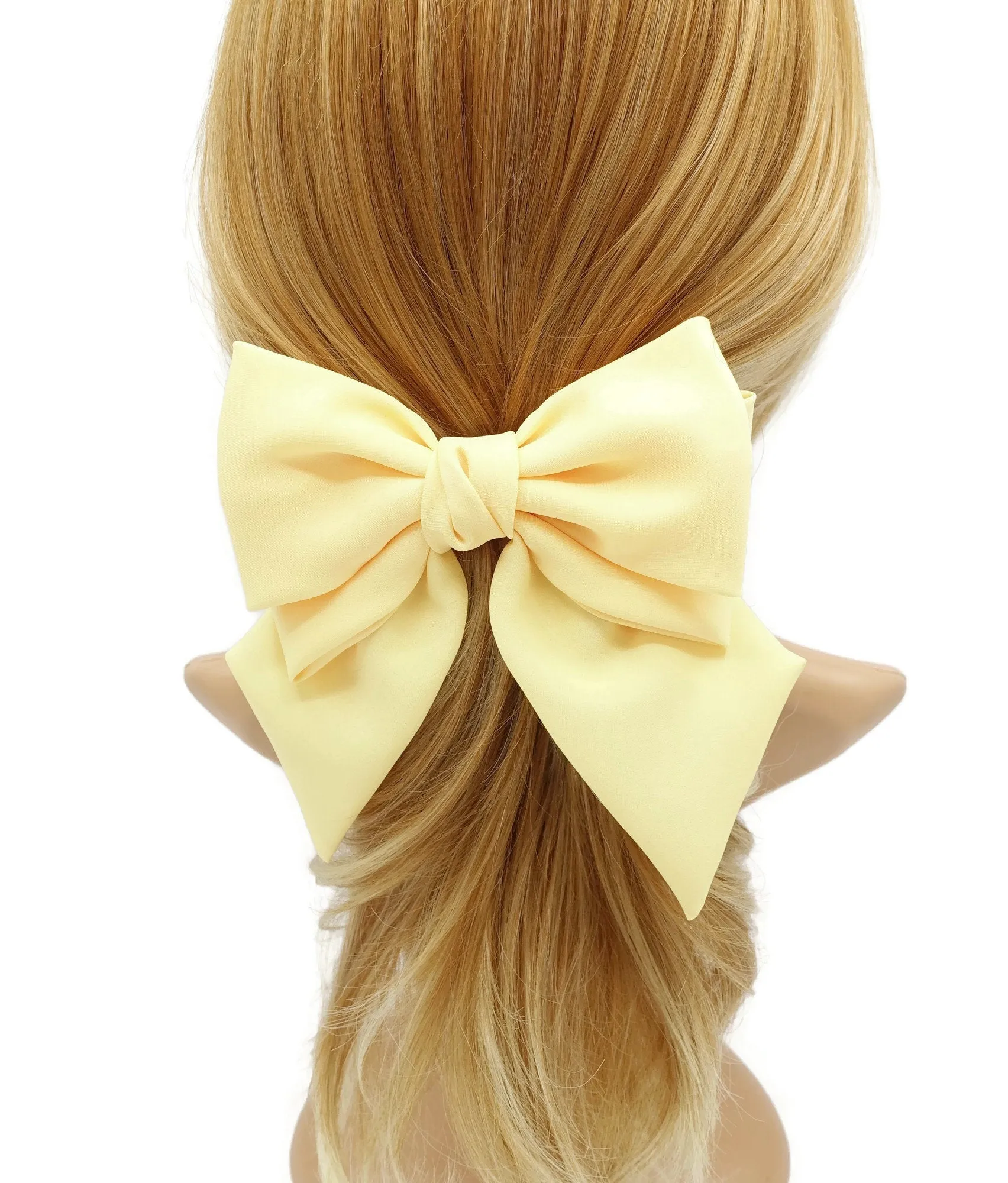 thick double layered tail hair bow chiffon hair barrette for women