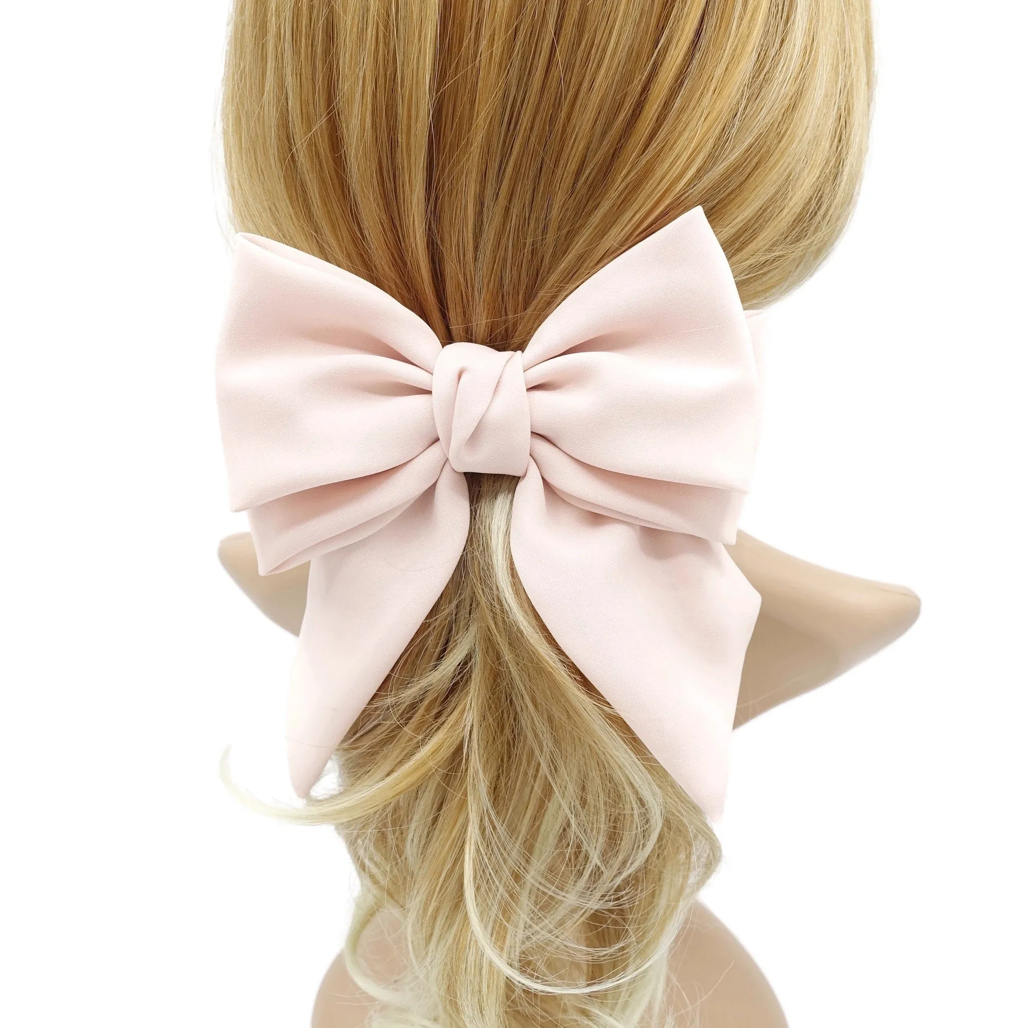 thick double layered tail hair bow chiffon hair barrette for women