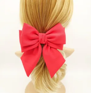 thick double layered tail hair bow chiffon hair barrette for women