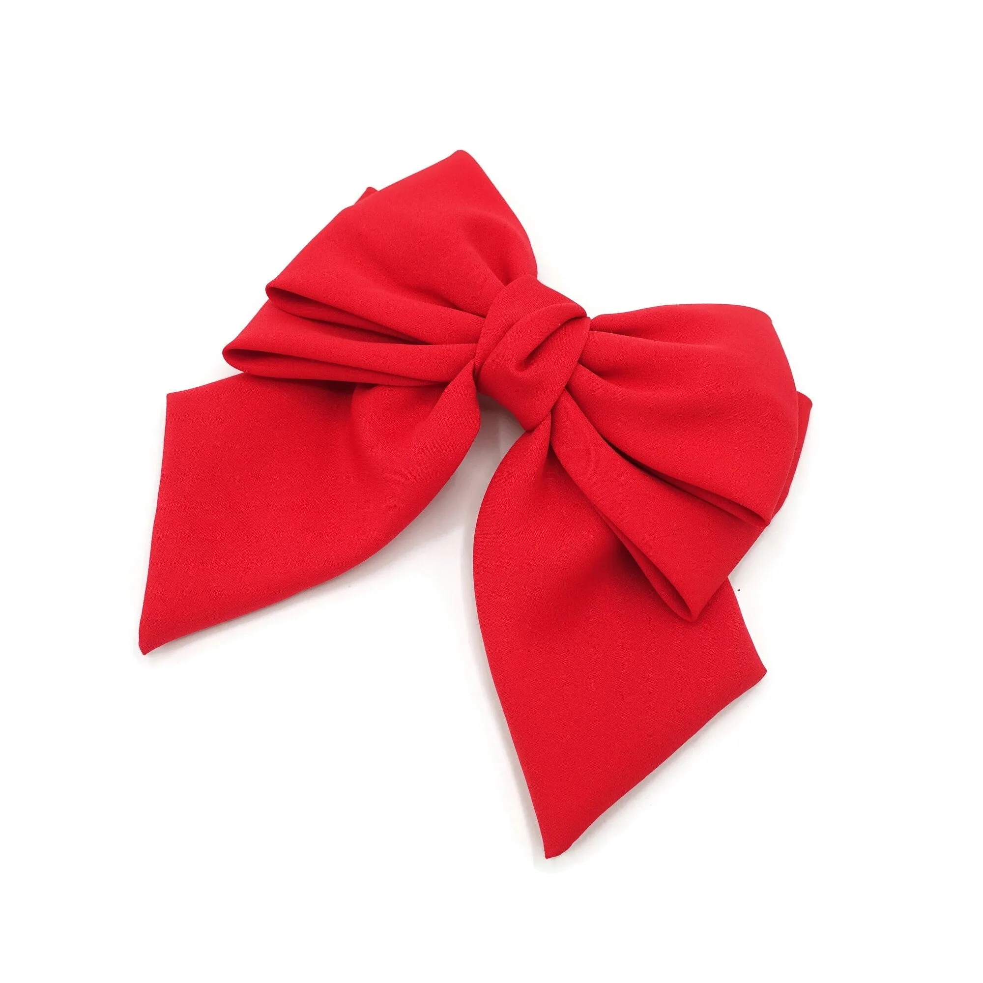 thick double layered tail hair bow chiffon hair barrette for women