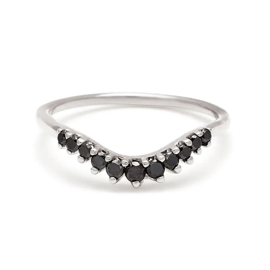 Tiara Curve Band - 14k Gold & Black Diamonds