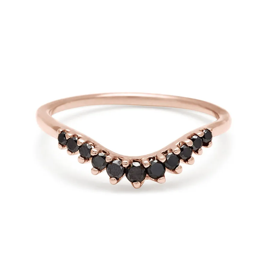 Tiara Curve Band - 14k Gold & Black Diamonds