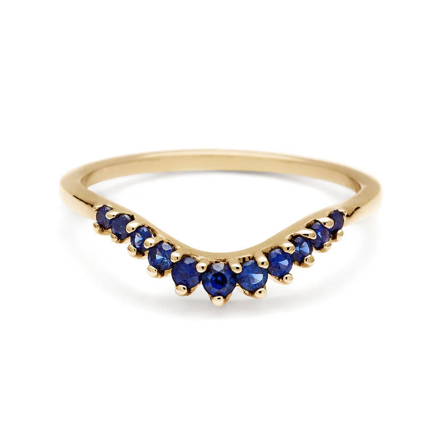 Tiara Curve Band - 14k Gold & Blue Sapphires