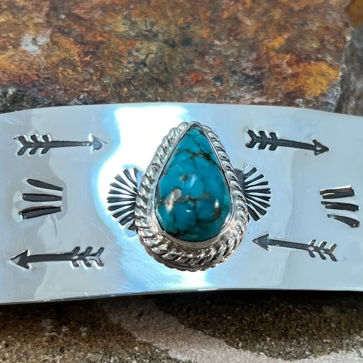 Turquoise Silver Barrette, crafted by renowned artisan Billy Jaramillo