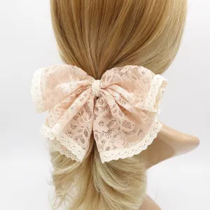 two tone floral lace hair bow layered hair accessory for women