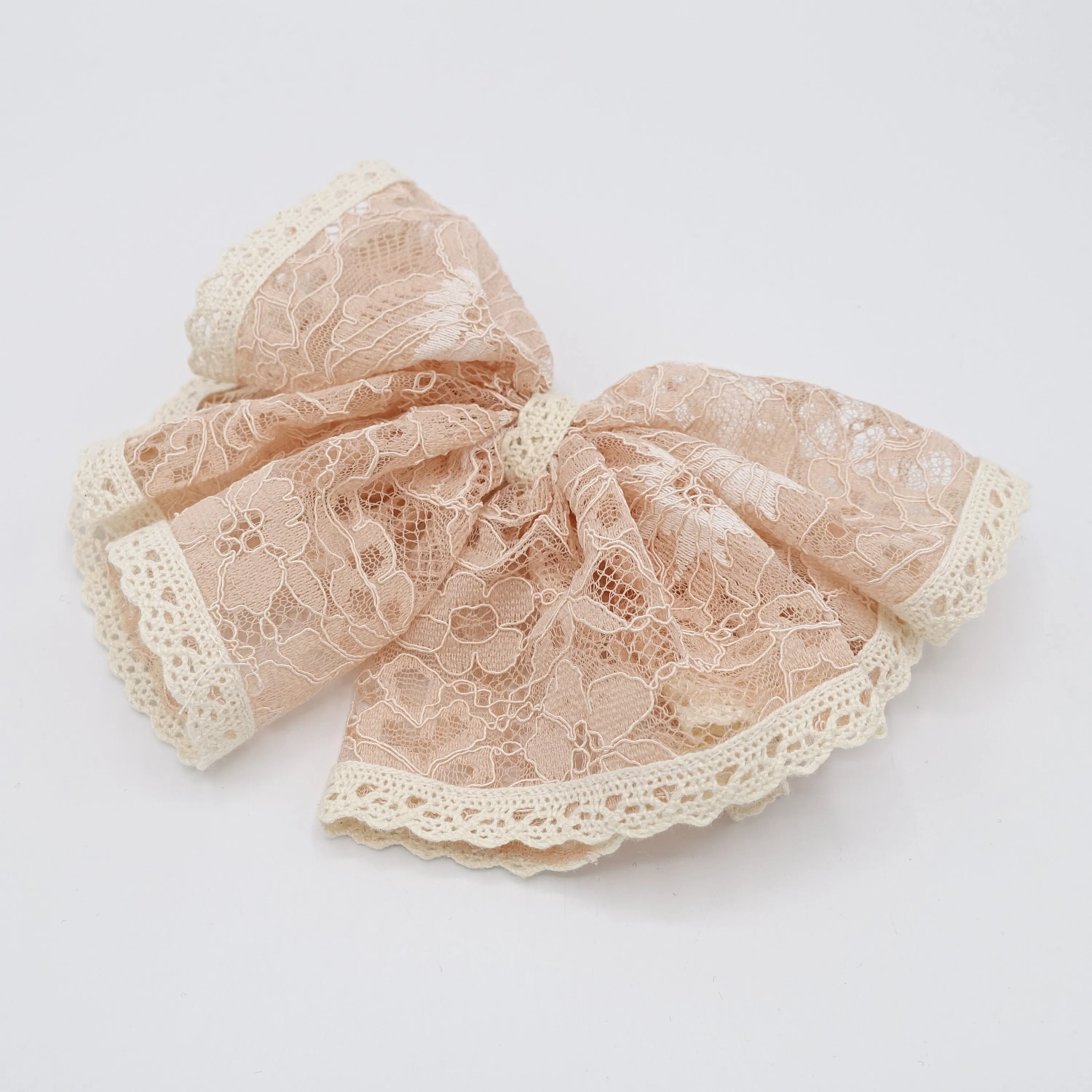 two tone floral lace hair bow layered hair accessory for women