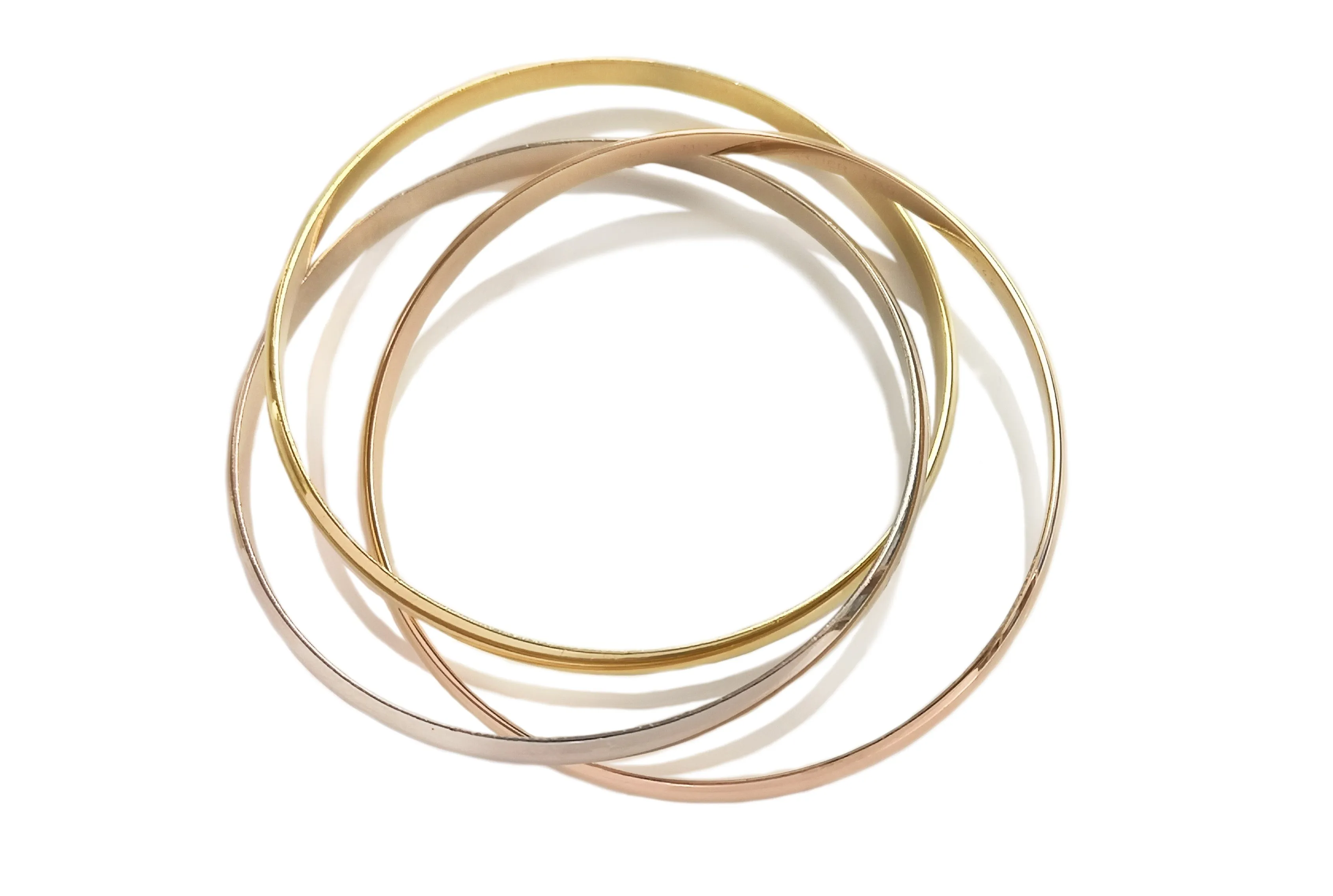 Vintage Cartier 4.5mm 18k Gold Trinity Bangle, Size 19