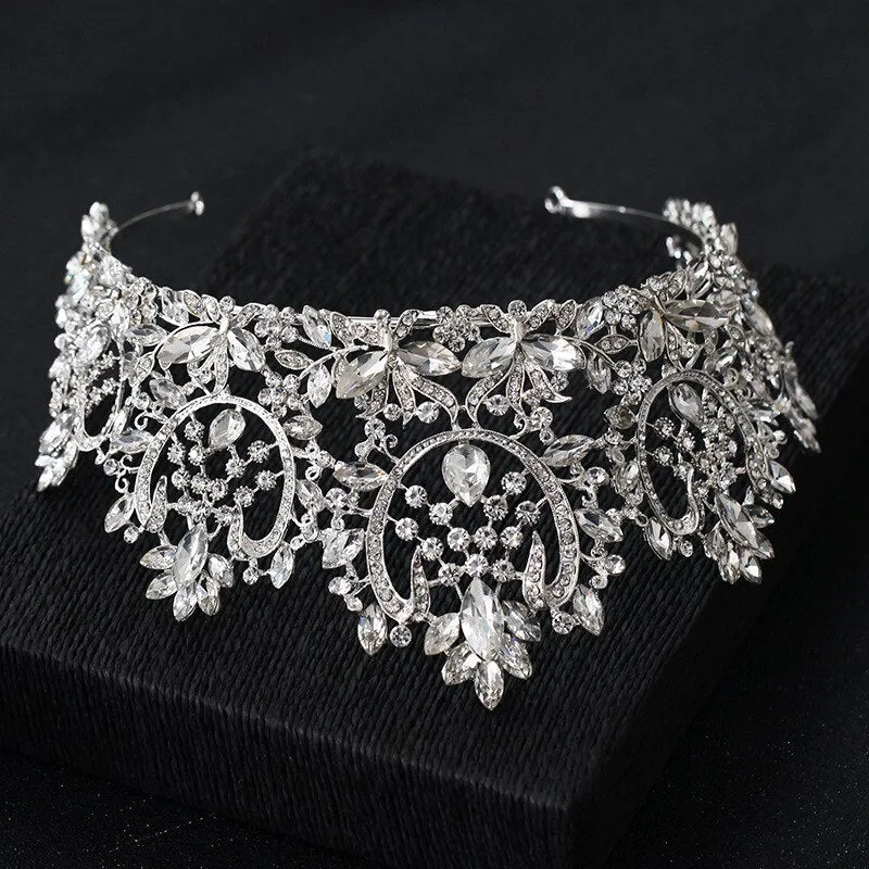 Vintage European Bridal Wedding Tiara  Crystal Crown Wedding Hair Accessory