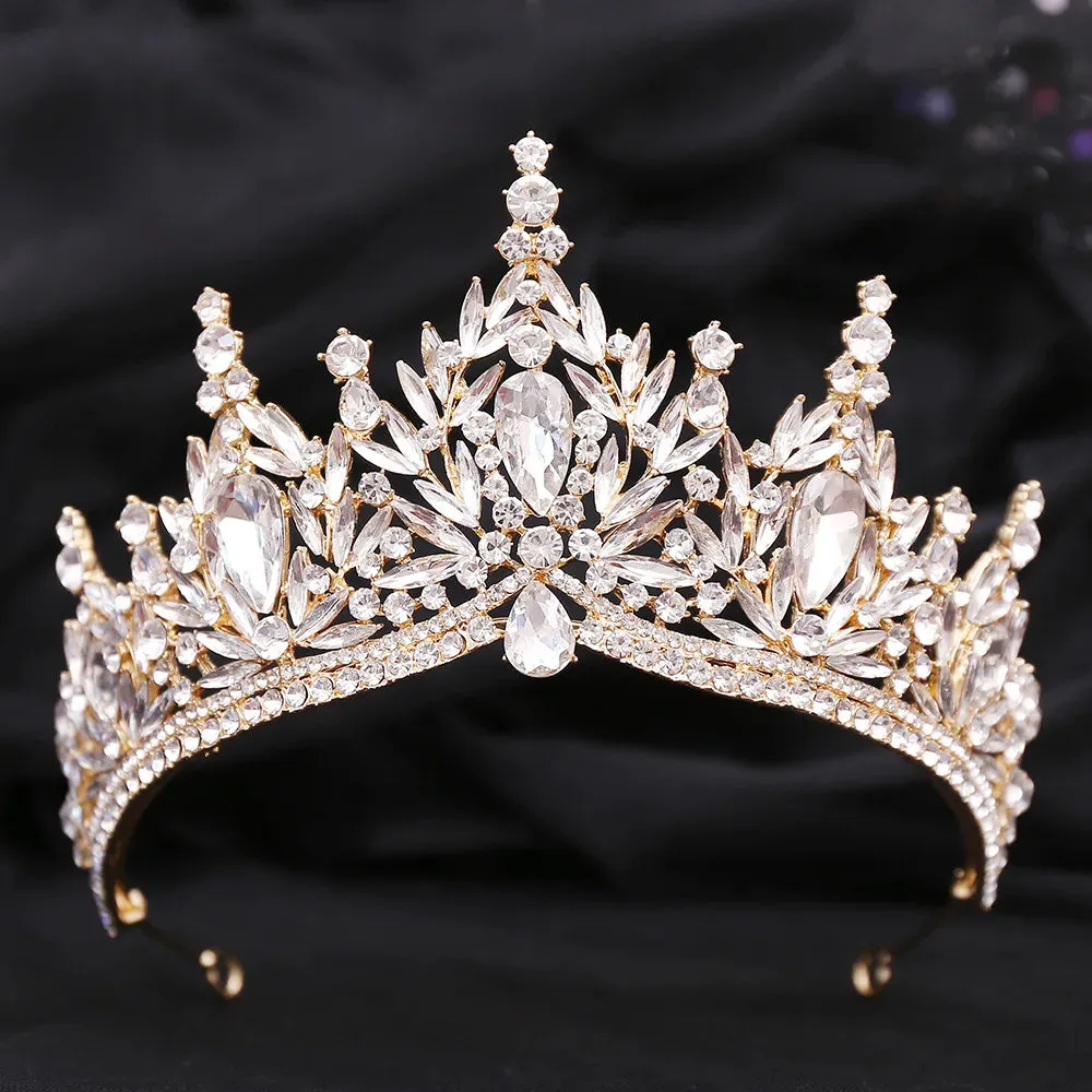 Vintage Luxury Crystal Tiara Wedding Party Crown Hair Accessories