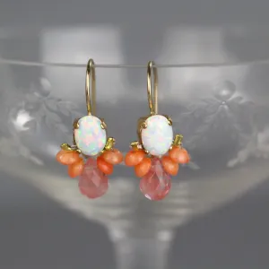 White lab Opal Coral Bee Earrings