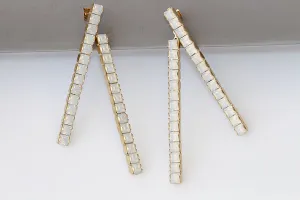 WHITE STICK EARRINGS