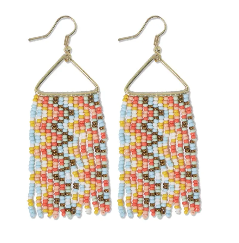 Whitney Wavy Beaded Fringe Earrings Amalfi