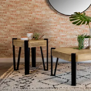 Winston Wooden Square Top End Table Natural and Matte Black