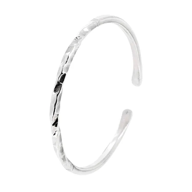 Women's Hammered Bangle | 925 Sterling Silver Twisted Bangle Bracelet For Women