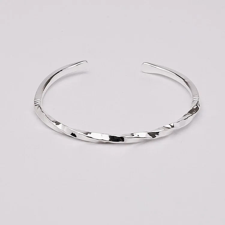 Women's Hammered Bangle | 925 Sterling Silver Twisted Bangle Bracelet For Women