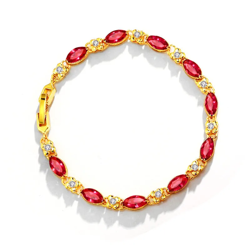 Xuping Jewelry Ornament Alloy Girls' Jewelry Wholesale Fashion Retro Imitation Ruby Bracelet for Women