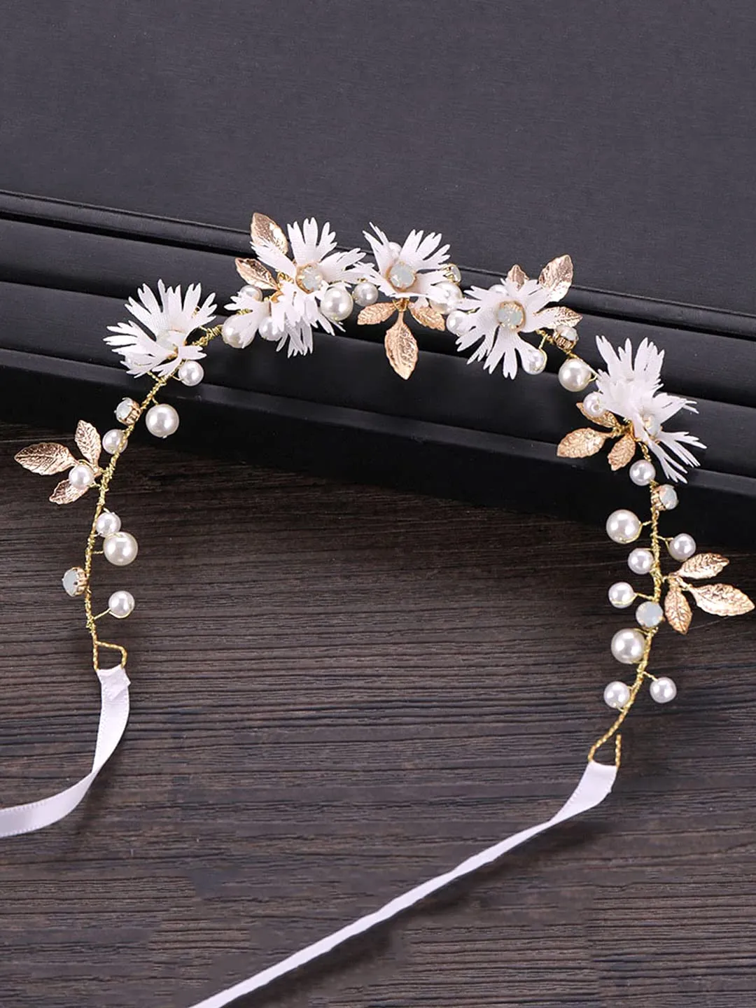 Yellow Chimes Tiara for Women and Girls Floral Hair Vine for Women Gold Bridal Hair Vine Tiara Headband Hair Accessories Wedding Jewellery for Girls and Women Bridal Hair Accessories for Wedding.