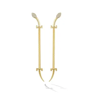 Yellow Gold Origin Drop Earrings with Pave Diamonds