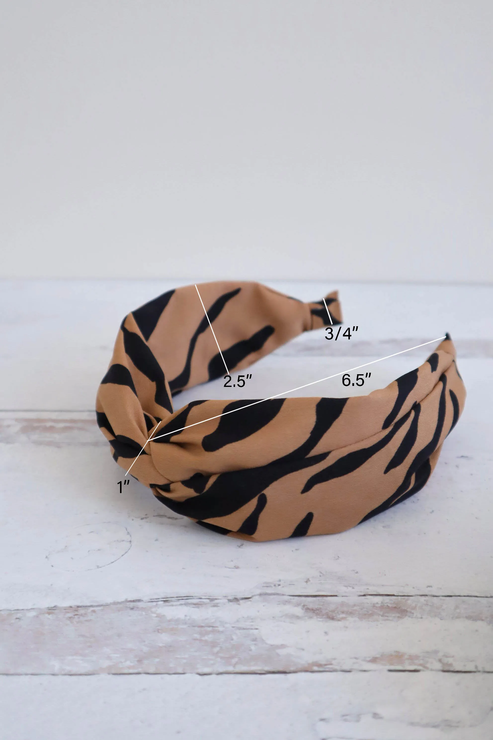 Zebra Stripe Twisted Wide Cross Knot Turban Hairband