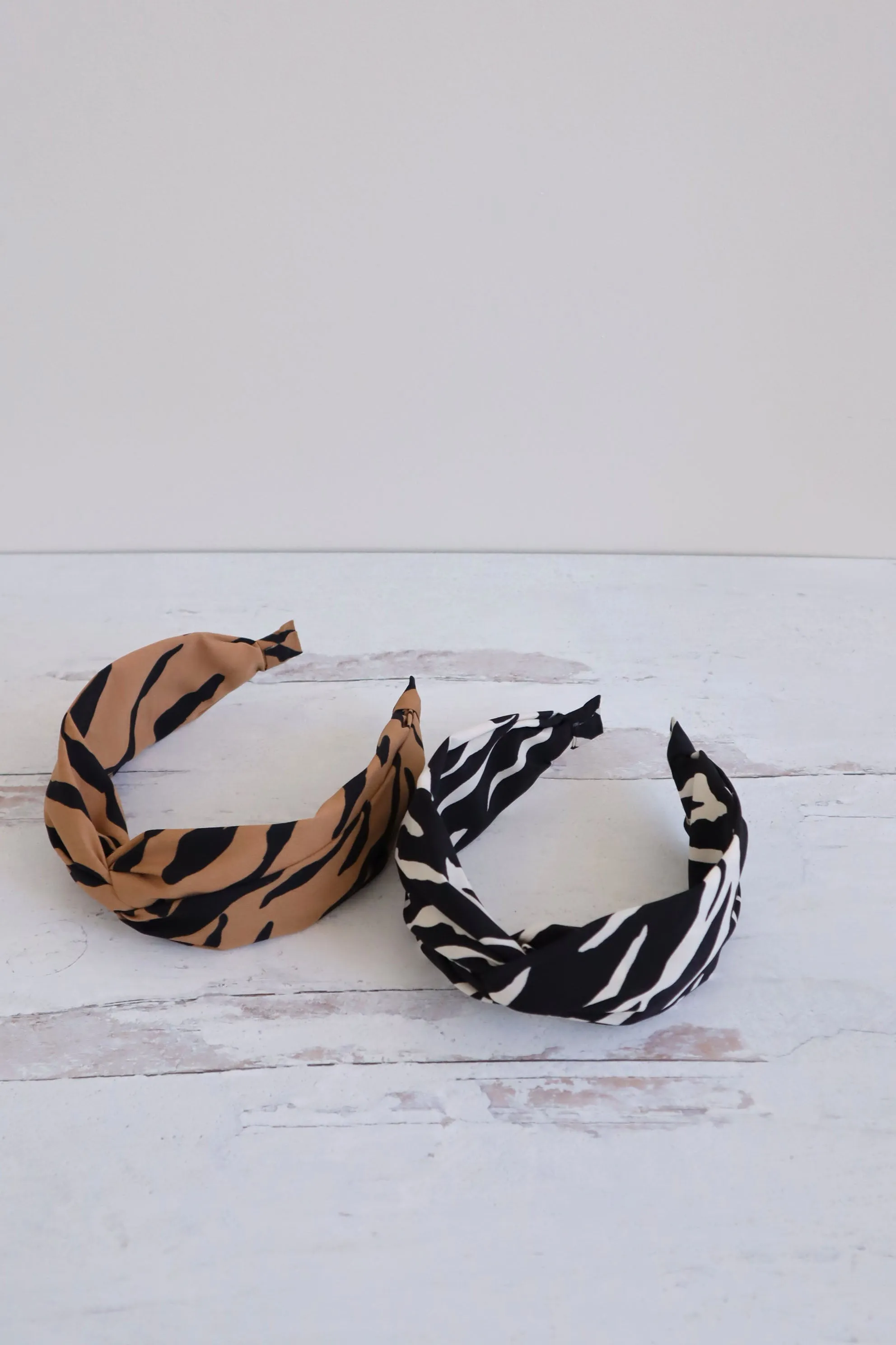 Zebra Stripe Twisted Wide Cross Knot Turban Hairband